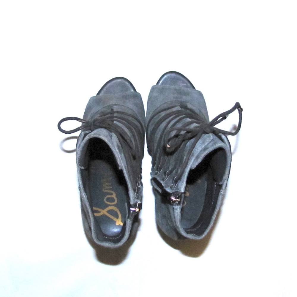 NIB Sam Edelman Asher 5 Gray Suede Lace Up Bootie - Picture 6 of 7